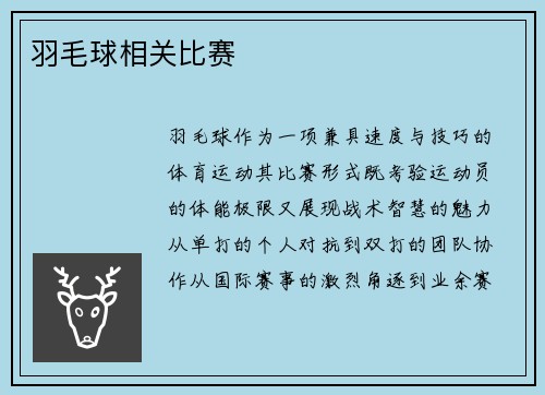 羽毛球相关比赛